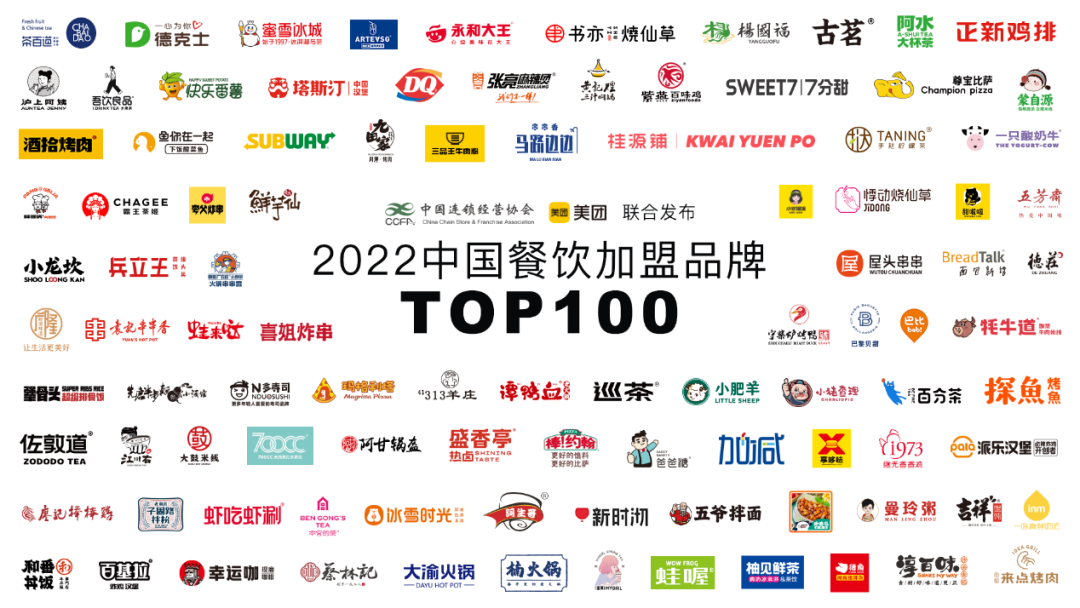 星巴克2022中国餐饮加盟品牌TOP100，看看有没有你的品牌